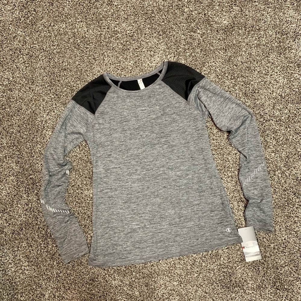 NwT Champion Women's Performance Vapor Training Running Top Large Grey Mesh New